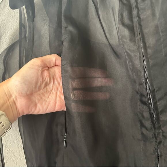 PEACHOO + KREJBERG Silk Transparent Coat in Black size M with Hood RTW SS13 - Picture 14 of 16